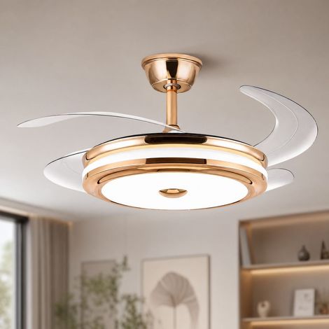 Ventilateur de plafond avec lumière LED 72W, 108cm, moteur silencieux en cuivre, télécommande, variateur, blanc (1/5)