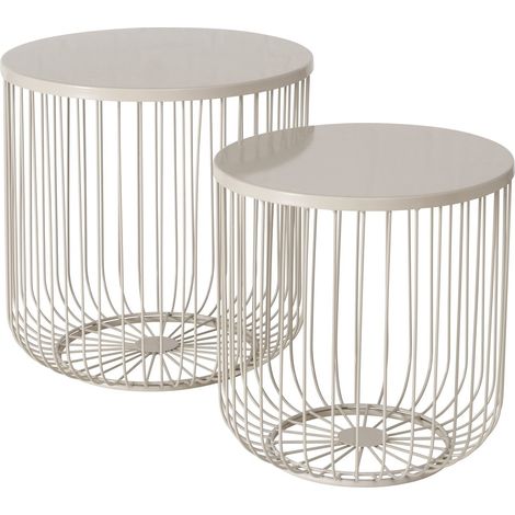 Boltze Cindy Set aus 2 Beistelltischen Beige 38 und 45 cm (1/5)