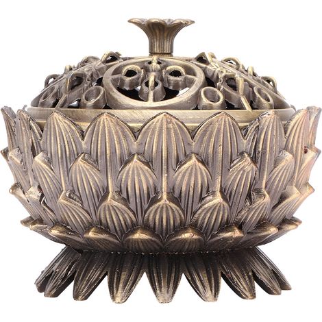 Lotus-Räuchergefäß aus Zinklegierung 7x5cm für Räucherstäbchen (Bronze) (1/5)