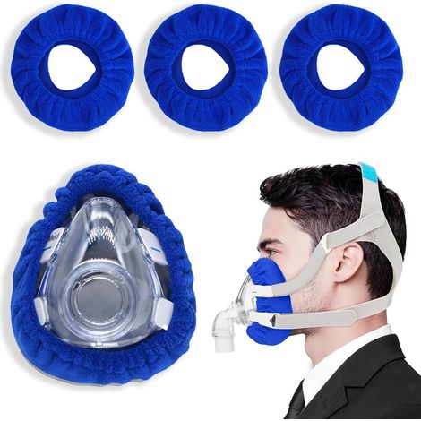 Lot de 3 Doublures De Masque Cpap Facial Réutilisables Housses de Masque Coussins Masque Pression Accessoires CPAP pour Réduire Les Fuites D'air Bruyantes, Réutilisables et Lavables (bleu)