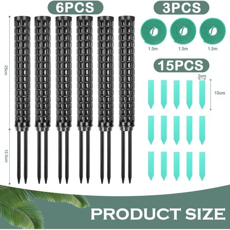 Lot de 6 poteaux en mousse de sphaigne empilables de 25,4 cm pour plantes grimpantes Monstera (blanc) (1/4)