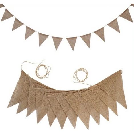 Kit de 3 pièces : Guirlande de fanions en jute vierge - Kit à monter soi-même (1/4)