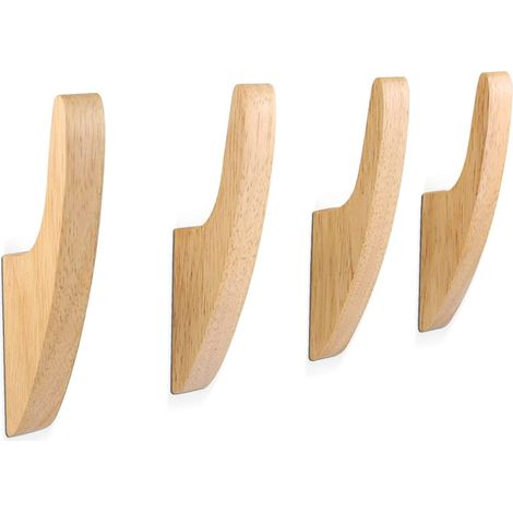 Porte-manteaux muraux en bois vintage, lot de 3 crochets muraux multifonctionnels pour salle de bain, entrée, salon et chambre, patère en bois naturel. (1/4)