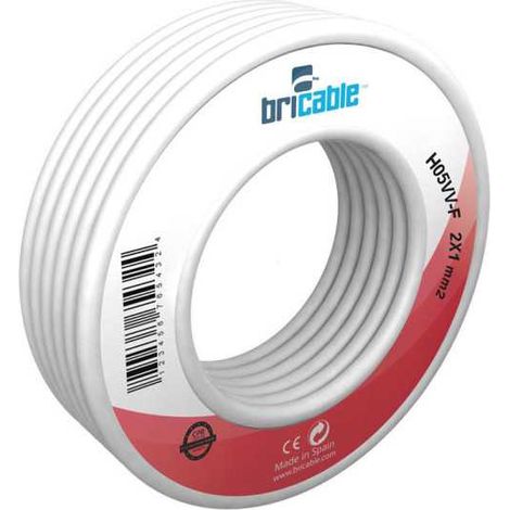 Cable Eléctrico 2x1,0mm2 Blanco 25 m BRICABLE