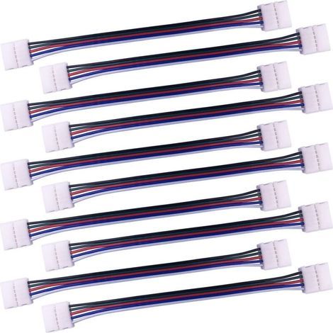 10pcs Câble connecteur RGBW 5 Broches Lampe Bande LED de 10mm Convertisseur de lumière Ruban LED sans Soudure Adaptateur pour connecter 2 Bandes LED SMD 5050 RGBW Ensemble-17cm Long (1/5)