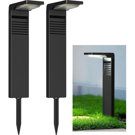 Lampe Solaire Exterieur Jardin 2 PIÈCES 30 LED, Étanches IP65, Spot Solaire Exterieur avec 2 Modes D’Éclairage Pour Sol Cour Allée Chemin [Classe énergétique E] (1/5)