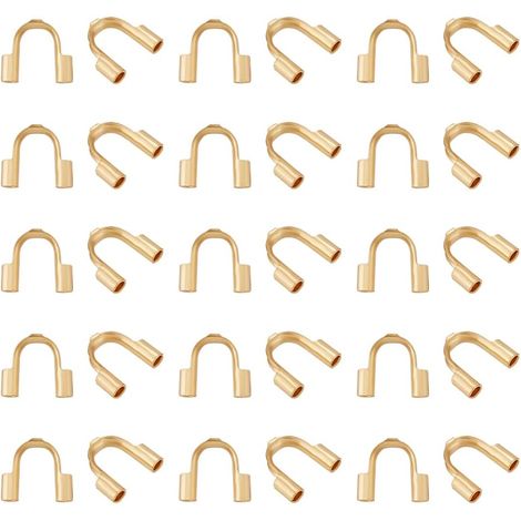 Lot de 100 protecteurs de Câble en Acier Inoxydable Chirurgical Hypoallergénique Petits Protecteurs de Câble en Forme de U Boucle de Fil Doré pour de Bijoux (1/5)