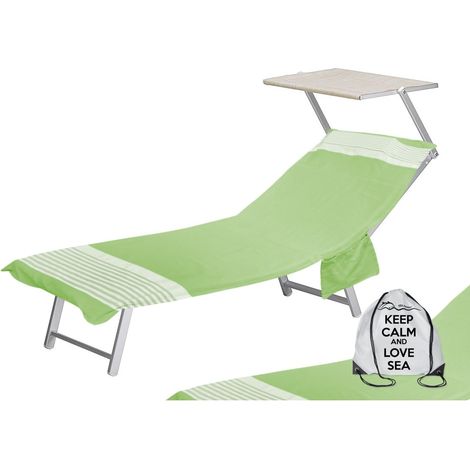TELO MARE fouta LETTINO ALVIN VERDE ACIDO in cotone BEDDY BEACH © CON TASCHE MISURA CM. 75 X 195 e zaino SPIAGGIA
