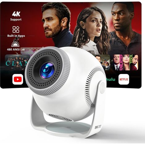 Mini Portable Projector WiFi 6 and Bluetooth 5.4, 480 ANSI Lumens, 1080P Projector and 4K Decoding, Video Projector for Bedroom, Home Theater and Outdoor (1/5)