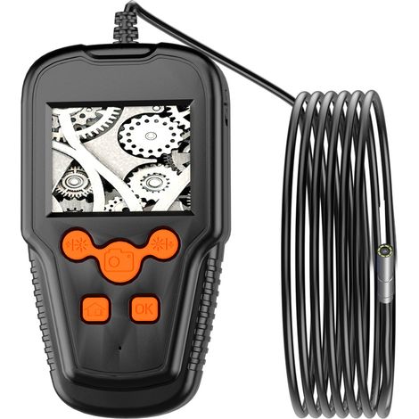 Industrie-Endoskop, 1080P HD-Endoskopkamera, 2,4-Zoll-Rohrinspektionskamera, mit 8 LED-Leuchten, wasserdichte IP68-Kamera, 2600-mAh-Akku, halbstarres Kabel – 5 m
