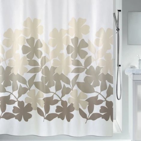 Rideau de douche Polyester FLEURY 180x200cm Taupe & Beige Spirella (1/5)
