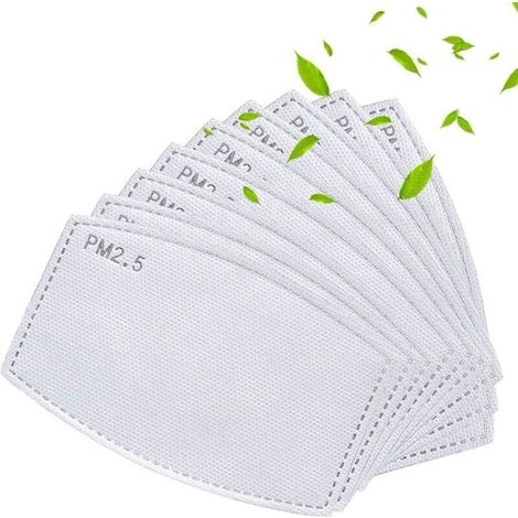 Lot de 100 filtres à charbon actif PM 2,5 pour adulte, filtre facial anti-buée remplaçable (1/4)