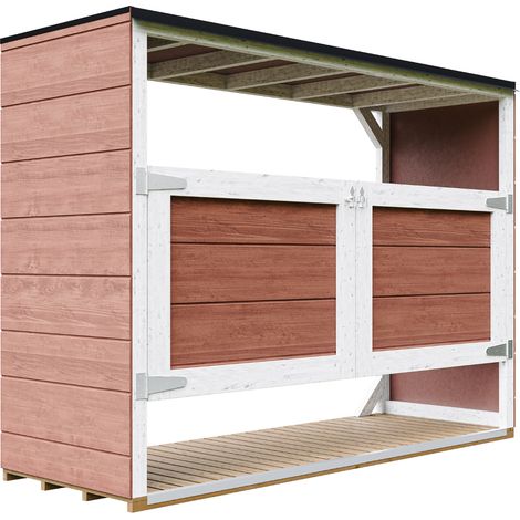 Casetta da giardino per bidoni spazzatura 3x240L – Copri bidoni spazzatura esterno con porte, casetta per attrezzi da giardino per giardini e spazi esterni – Timbela M982A-REDWOOD RED