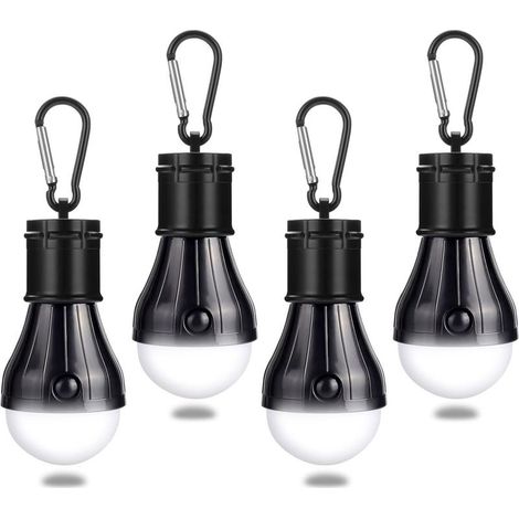 Lamp of camping with carabiner - Lamp of tent - Lamp LED for tent - Ideal for the trips, the bicycle, the hiking, the home and the fishing - Black (1/5)