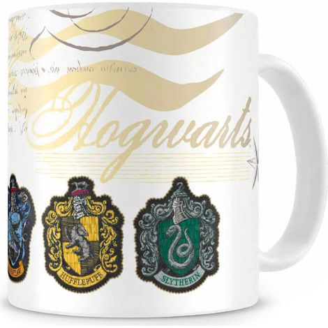 SD toys Harry Potter Taza Escudos Casas Hogwarts, Cerámica, Blanco, 8 cm