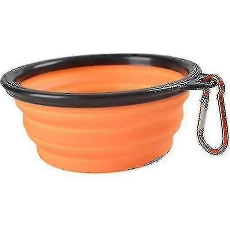 S 350ml Bol portable orange pour animaux de compagnie, bol de voyage pliable en silicone Az11351 Orange (h-3) (1/5)