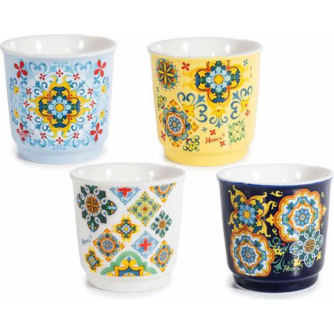 Bicchierini da caffè in porcellana con stampa maiolica, set da 12 pezzi, Ø 6 cm x 6 H