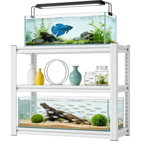 Metall-Aquarienuntergestell für 20–30-Gallonen-Becken (86,3×45,7×80 cm), höhenverstellbar, hochbelastbar, auch für Reptilienbecken, dreistöckiges Regal für Haus & Büro, Aquarium nicht enthalten