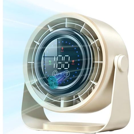 Ventilateur électrique portable, puissant ventilateur de table avec écran tactile et affichage LED, pour chambre ou bureau, 100 vitesses, inclinaison à 360° (1/5)