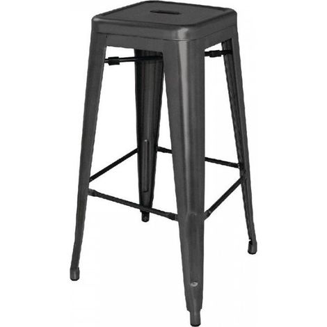 Lot de 4 tabourets (H)770 mm en acier noir (1/5)