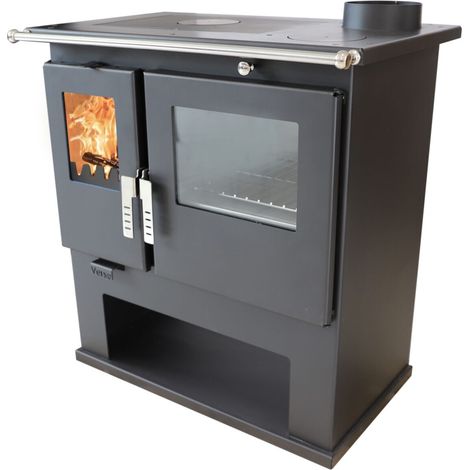 Holzofen Verso CS – 7,7 kW – Metallplatte oben und Backfach aus Edelstahl, effiziente Heizung – Energieklasse A (1/5)
