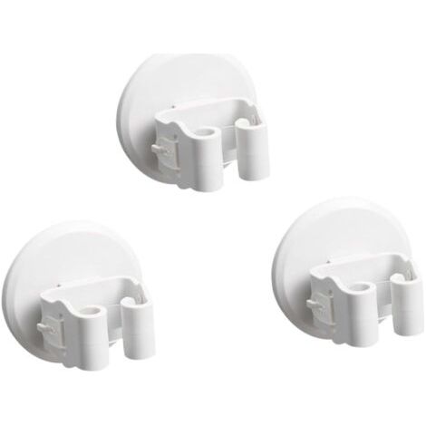 3pièces Support pour Balai à Franges Et Serpillière Pince De Fixation avec Ventouse Lot de Blancs (1/5)