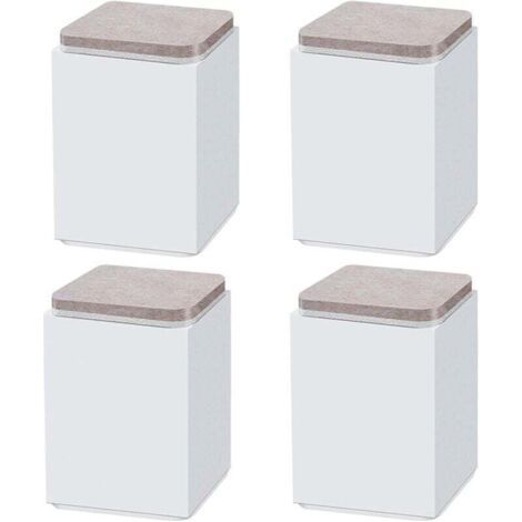 (White 10cm) 4PCS self-adhesive carbon steel furniture support feet, 6x6cm square, for sofa, bed, TV stand, furniture booster, 5cm/10cm height, black/white/brown