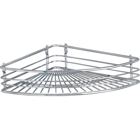Milano Eckregal aus Chrom, 31,5 cm, mit Schrauben für die Badezimmeraufbewahrung Wandmontiertes Eckregal Robustes und langlebiges Metalldesign, perfekt für Ecken und Ihre täglichen Bedürfnisse.