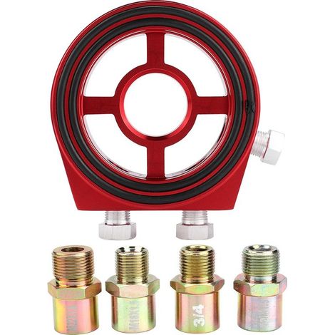 Kit adaptateur plaque sandwich pour filtre à huile, jauge de température, refroidisseur universel en alliage d'aluminium (1/5)