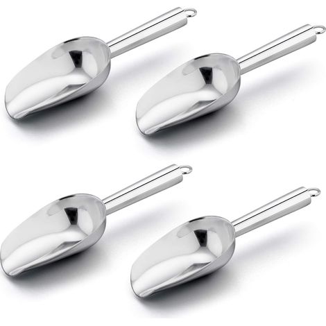 Cuillère ménagère en acier inoxydable, manche ergonomique non toxique, idéale pour la farine pour aliments pour animaux, compatible lave-vaisselle, pour les produits secs, les épices et les glaçons (4 (1/5)