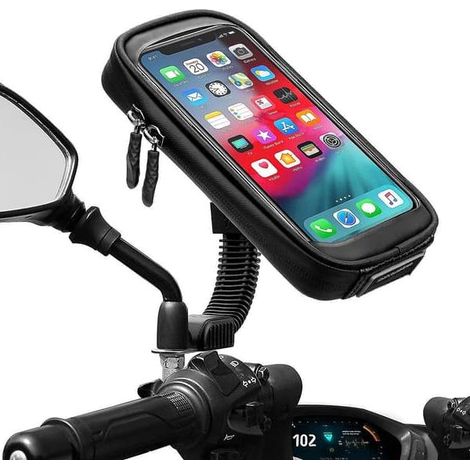 Support de téléphone étanche pour moto, rotation à 360 degrés, adapté aux motos/scooters, avec protection contre la pluie. (1/5)
