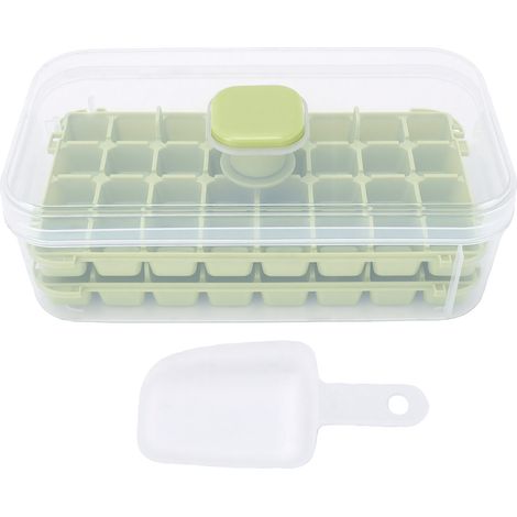 Bac à glaçons 64 alvéoles, moule en silicone multi-usages avec couvercle spatule, écologique pour la maison (1/5)