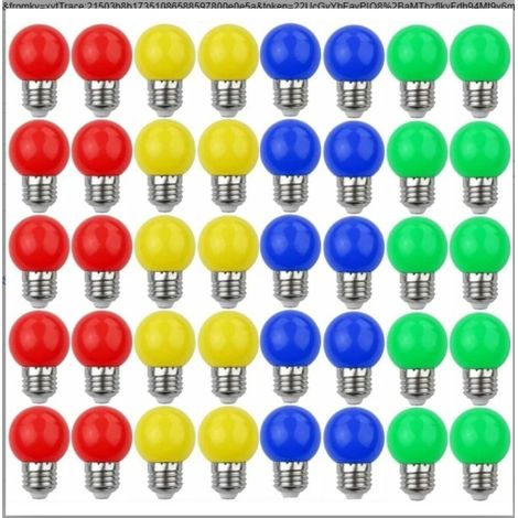 Lot de 40 Ampoules LED E27 3W Couleurs Mélangées 240 Lumens Forme G45 Intérieur Extérieur Fête (1/5)