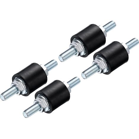 4pcs Silent Bloc avec Goujon Mâle M5x15mm, Supports d'Isolation Caoutchouc 15x15mm, Amortisseurs Mécaniques de Vibrations et 8 Écrous M5 pour Compresseur Générateur Machine à Laver