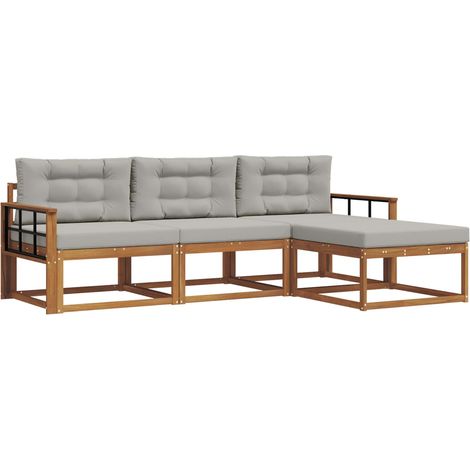 Conjunto de sofás de exterior 4 pcs Gris Natural y Claro vidaXL (1/5)