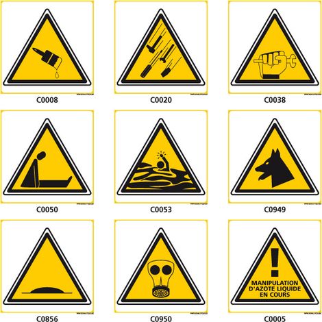 Panneaux de DANGER et d'AVERTISSEMENT - C0008 - 125 x 125 mm