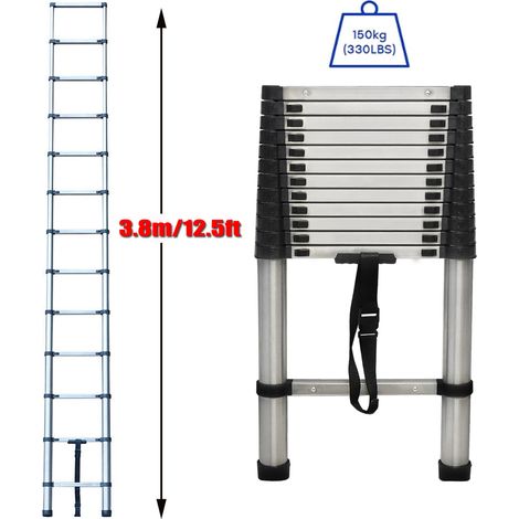 Echelle télescopique 3.8M ,13 marches ,Antidérapant,Système Soft-Close Echelle à coulisse (1/4)