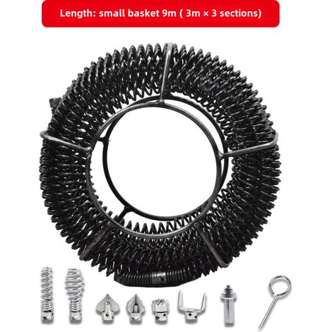 Outil spécial pour drague d'égouts, drague à ressort à cryptage audacieux, arbre flexible, accessoires en fil d'acier (petit panier de 9 m et accessoires) (1/5)