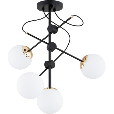 Suspension moderne noire globes blancs 4xE14 Alfa Olimp (1/3)