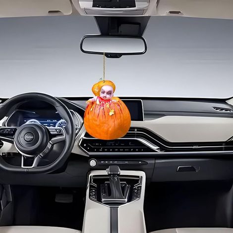 Suspension de voiture citrouille Halloween, ornement acrylique pour rétroviseur intérieur, porte-bonheur accessoire auto. (1/4)