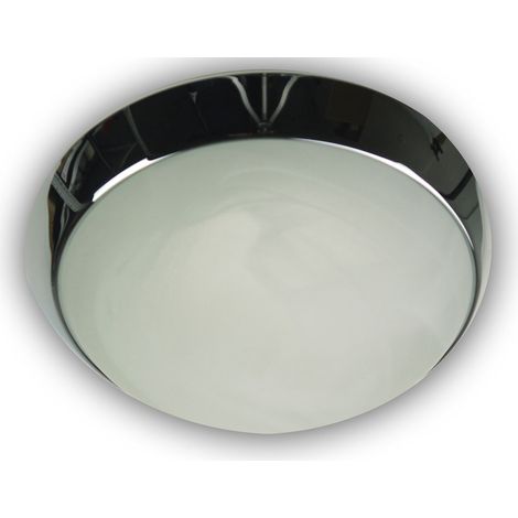 LED-Deckenleuchte rund, Glas Alabaster, Dekorring Chrom, Ø 35cm (1/4)