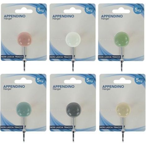 Cleafe - Gancio Appendino Adesivo Appendiabiti Da Parete Per Casa Cucina Bagno Colorato 10801 - (1/2)