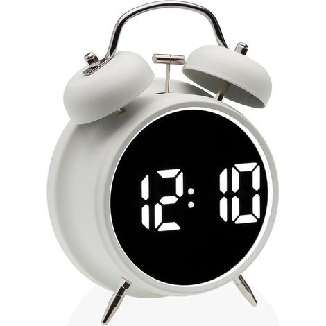 RELOJ DESPERTADOR DIGITAL BLANCO 11.5X17X5.5 CM (1/2)