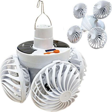 Ventilateur de plafond solaire avec lumière, fonctionnement silencieux à double mode et crochet pliable. (1/5)