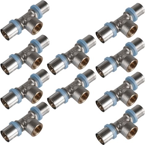 Lot de 10 Tés réduits 20 x 1/2 x 20 multicouche à sertir RBM profil TH-H-U-B-F (1/3)
