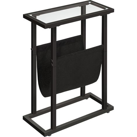 Table d'Appoint Dorée, Étroite et Mince en Verre Trempé, Petite avec Porte-revues, pour Salon et Chambre, Noir EBK78BZ01 (1/5)