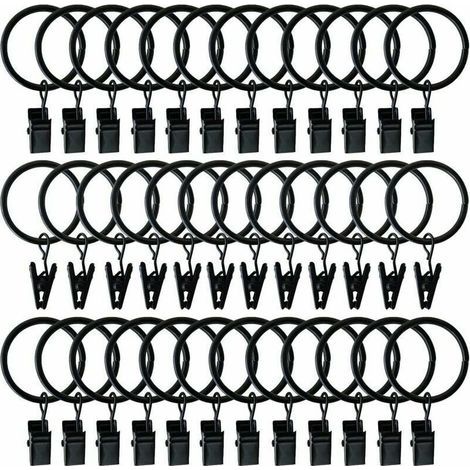 40 Pcs Rideau Crochets Anneaux de Douche Crochets décoratifs de Rideau de Douche Glissement Crochets (Black) (1/5)