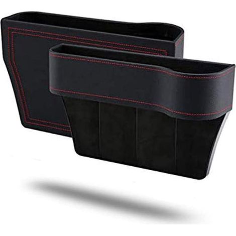 Boîte de rangement multifonctionnelle pour voiture, organisateur de poches latérales en cuir PU pour siège auto, poches latérales fendues pour siège auto, remplit les espaces entre les sièges. (1/5)