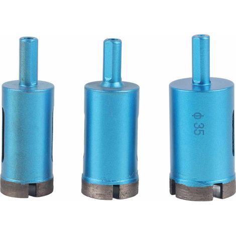 Set de 3 forets diamantés carotteuse 28/30/35mm pour perçage granit, céramique, béton et marbre (1/5)
