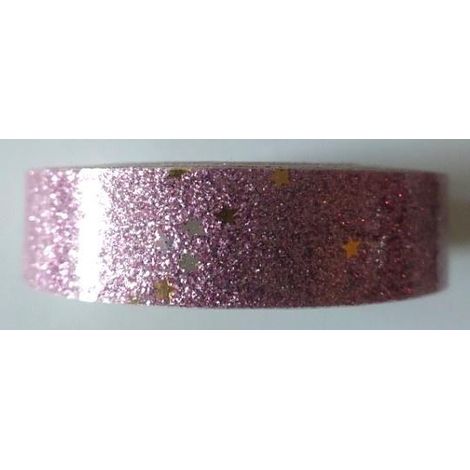 Glitzerband mit Sternen, lila, 18 mm x 2 m